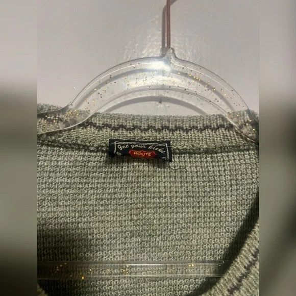 Route 66 Green Cardigan Sweater with Nordic Pattern Trending Size M TRENDING - Picture 2 of 3